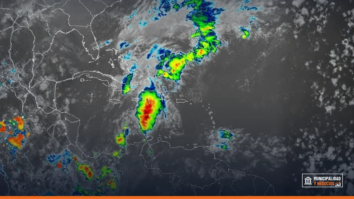 Imagen de cielo nublado y lluvia en la costa caribeña.